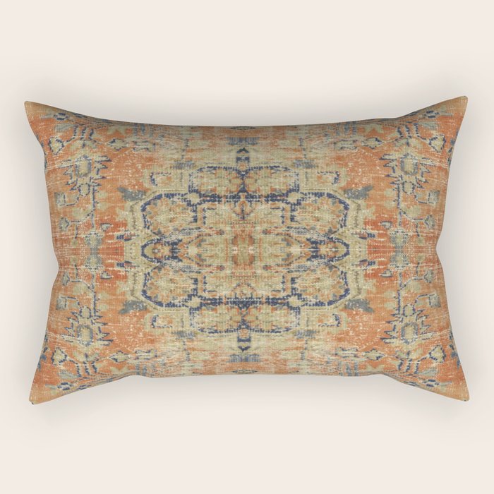 Vintage Woven Coral and Blue Kilim Rectangular Pillow Gallery Image 2