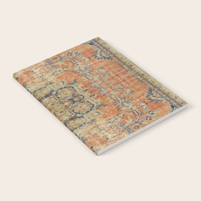 Vintage Woven Coral and Blue Kilim Notebook Gallery Image 2