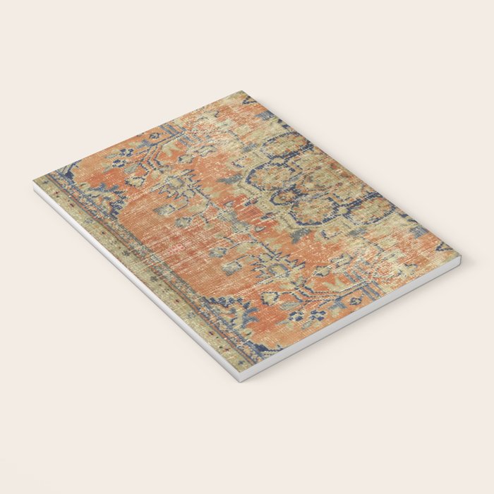 Vintage Woven Coral and Blue Kilim Notebook Gallery Image 3