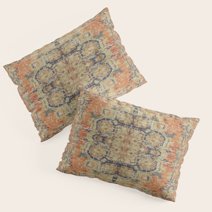 Vintage Woven Coral and Blue Kilim Pillow Sham Gallery Image 3