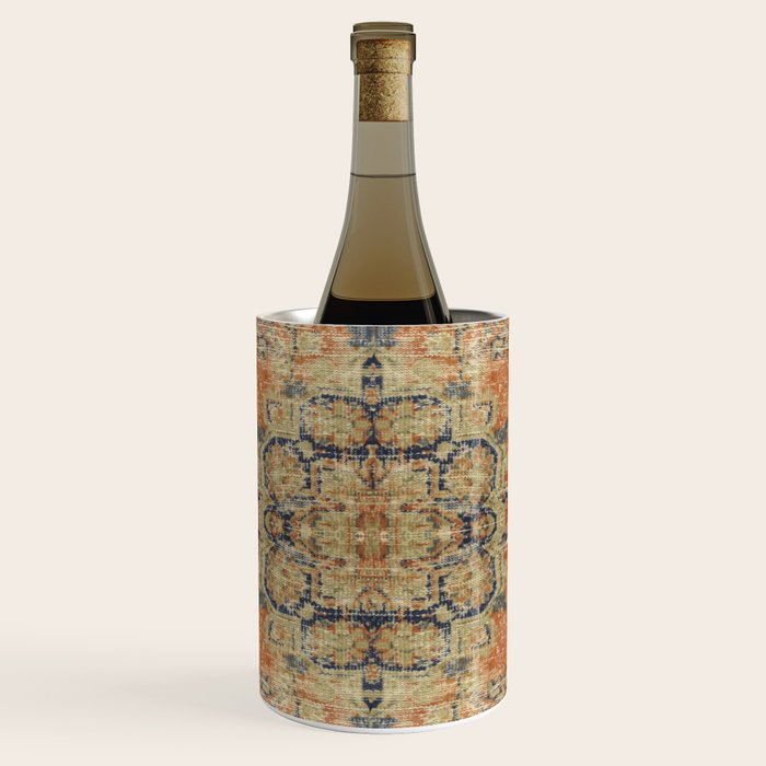 Vintage Woven Coral and Blue Kilim Wine Chiller Gallery Image 1