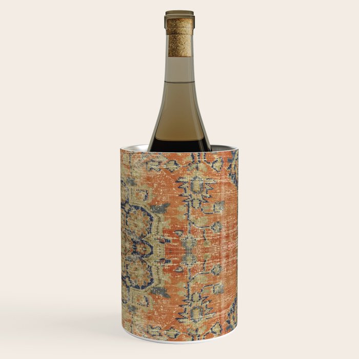 Vintage Woven Coral and Blue Kilim Wine Chiller Gallery Image 3