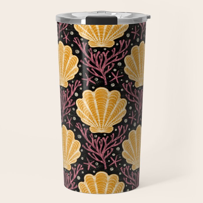 Seashell - marigold and black Travel Mug Gallery Image 1