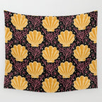 Seashell - marigold and black Wall Tapestry Gallery Image 4