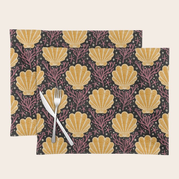 Seashell - marigold and black Placemat Gallery Image 1