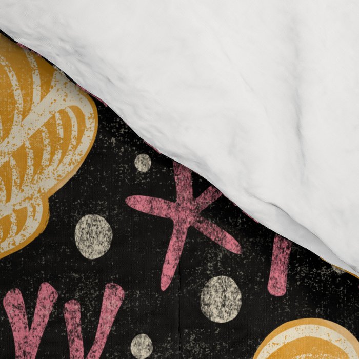 Seashell - marigold and black Comforter Gallery Image 4