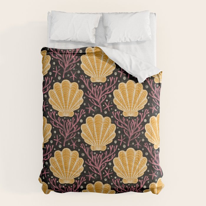 Seashell - marigold and black Comforter Gallery Image 1