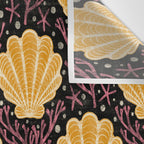 Seashell - marigold and black Wall Tapestry Gallery Image 3