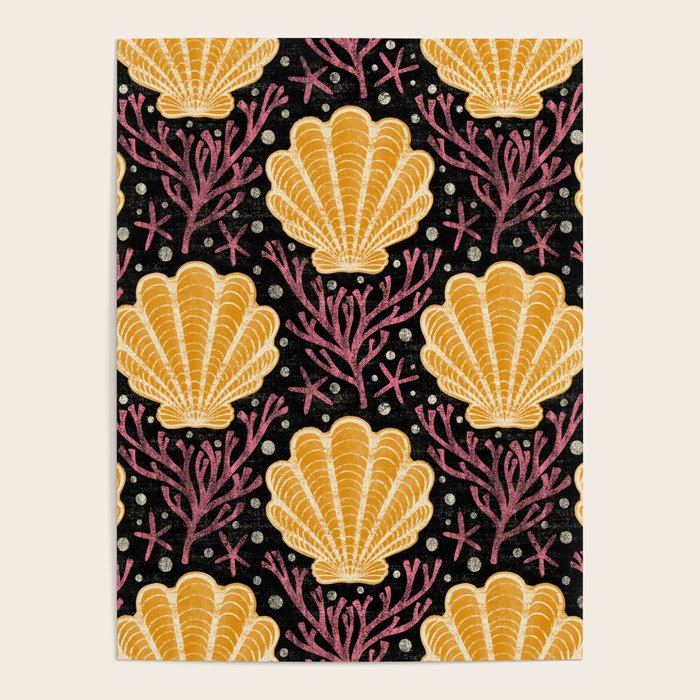 Seashell - marigold and black Poster Gallery Image 4