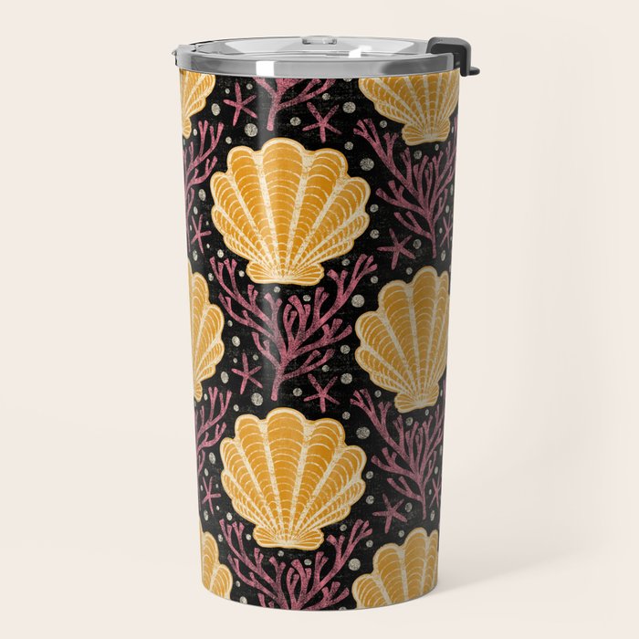 Seashell - marigold and black Travel Mug Gallery Image 2