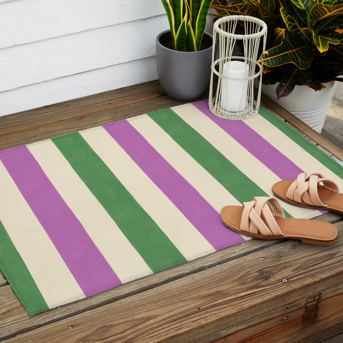 Handmade Bold Stripe Design Outdoor Rug Gallery Image 2