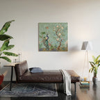 Chinoiserie Aqua Turquoise Peacock Garden & William Morris Art  Wood Wall Art Gallery Image 2