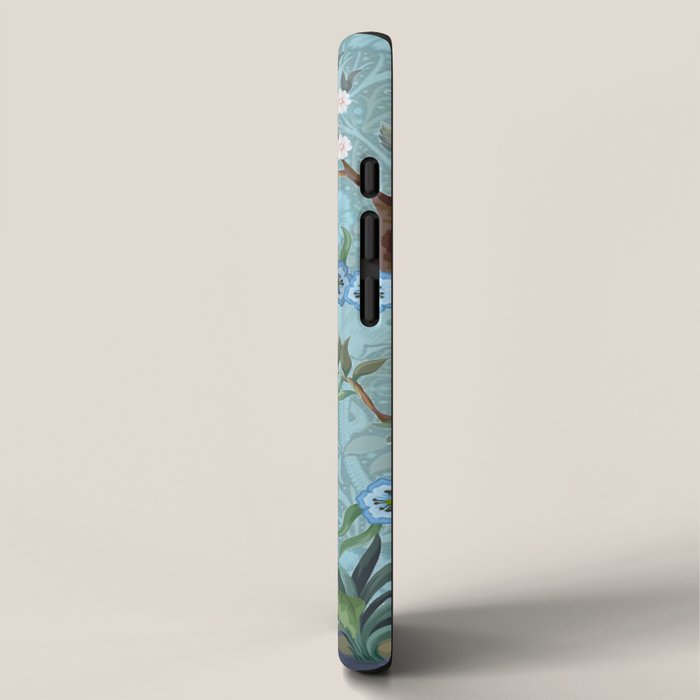Chinoiserie Aqua Turquoise Peacock Garden & William Morris Art  iPhone Case Gallery Image 2