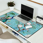 Chinoiserie Aqua Turquoise Peacock Garden & William Morris Art  Desk Mat Gallery Image 2