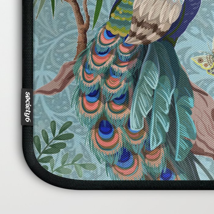 Chinoiserie Aqua Turquoise Peacock Garden & William Morris Art  Laptop Sleeve Gallery Image 3