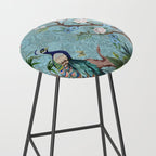 Chinoiserie Aqua Turquoise Peacock Garden & William Morris Art  Stool Gallery Image 2