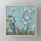 Chinoiserie Aqua Turquoise Peacock Garden & William Morris Art  Mini Art Print Gallery Image 1