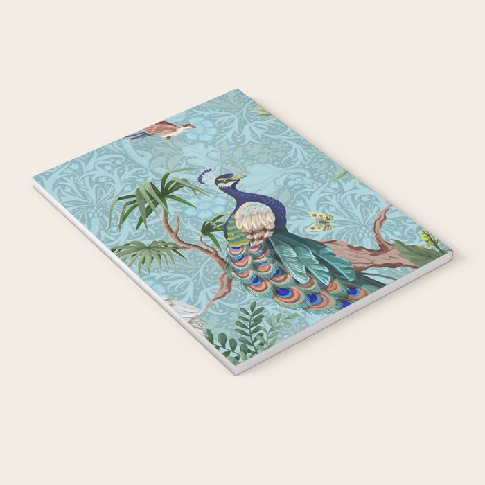 Chinoiserie Aqua Turquoise Peacock Garden & William Morris Art  Notebook Gallery Image 3