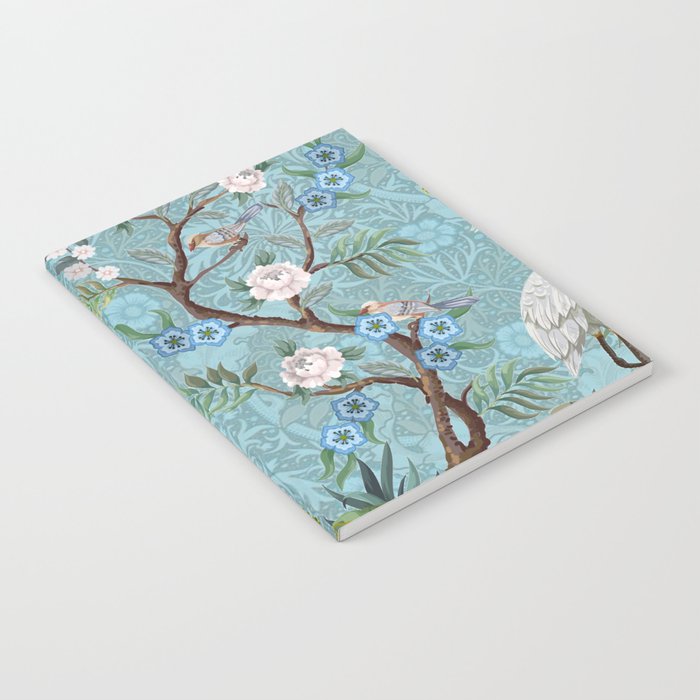 Chinoiserie Aqua Turquoise Peacock Garden & William Morris Art  Notebook Gallery Image 2