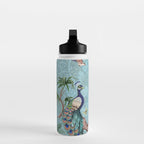 Chinoiserie Aqua Turquoise Peacock Garden & William Morris Art  Water Bottle Gallery Image 3