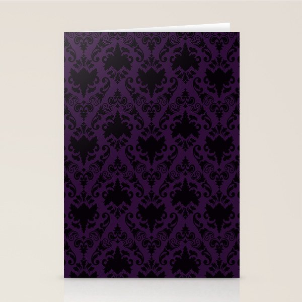 Aubergine and Black Damask Stationery Card Gallery Image 2