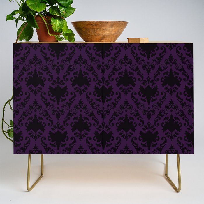 Aubergine and Black Damask Credenza Gallery Image 1