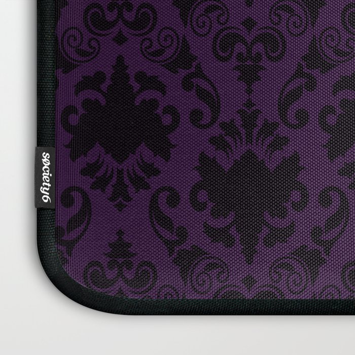 Aubergine and Black Damask Laptop Sleeve Gallery Image 3