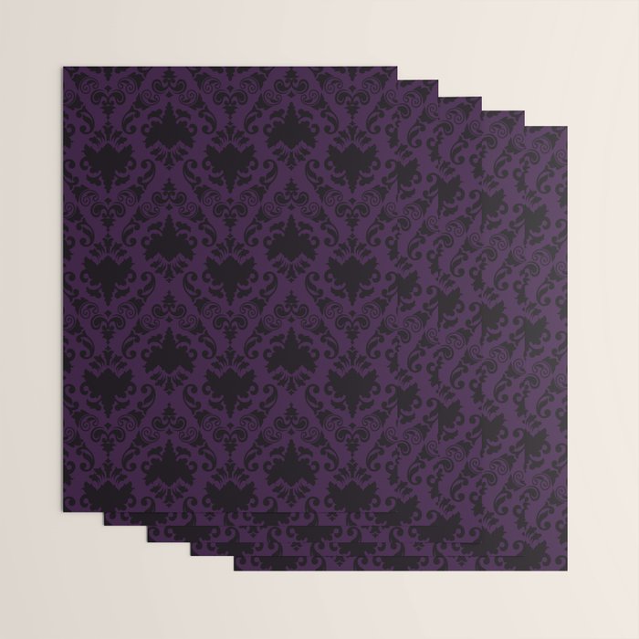 Aubergine and Black Damask Wrapping Paper Gallery Image 3