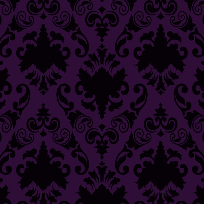 Aubergine and Black Damask Coffee Mug Gallery Image 2