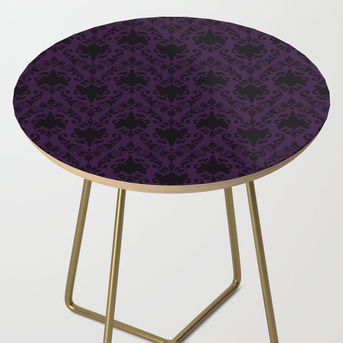 Aubergine and Black Damask Side Table Gallery Image 2