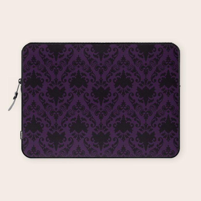 Aubergine and Black Damask Laptop Sleeve Gallery Image 1