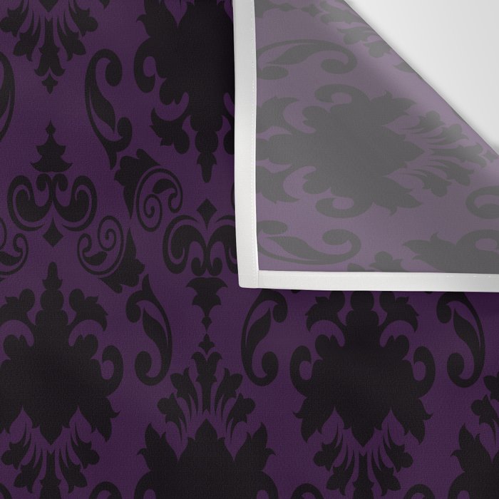Aubergine and Black Damask Wall Tapestry Gallery Image 3