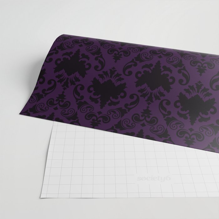 Aubergine and Black Damask Wrapping Paper Gallery Image 2