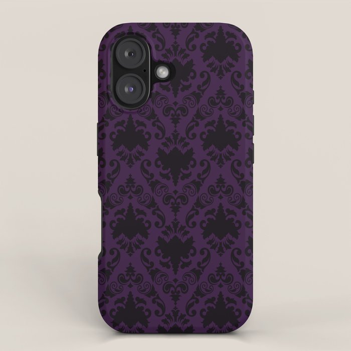 Aubergine and Black Damask iPhone Case Gallery Image 1