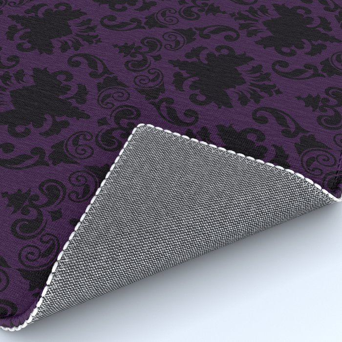 Aubergine and Black Damask Rug Gallery Image 4