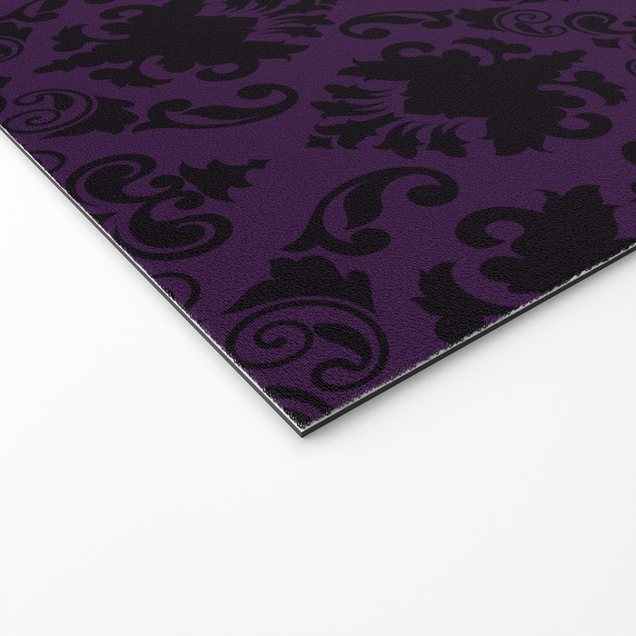 Aubergine and Black Damask Welcome Mat Gallery Image 2