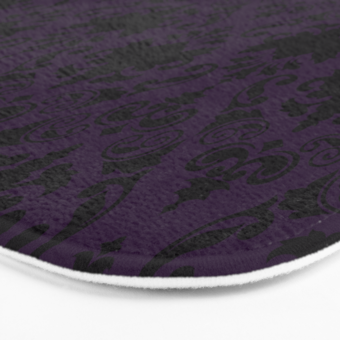 Aubergine and Black Damask Bath Mat Gallery Image 3