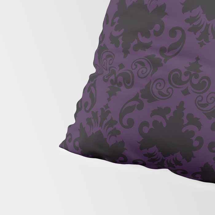 Aubergine and Black Damask Pillow Sham Gallery Image 4