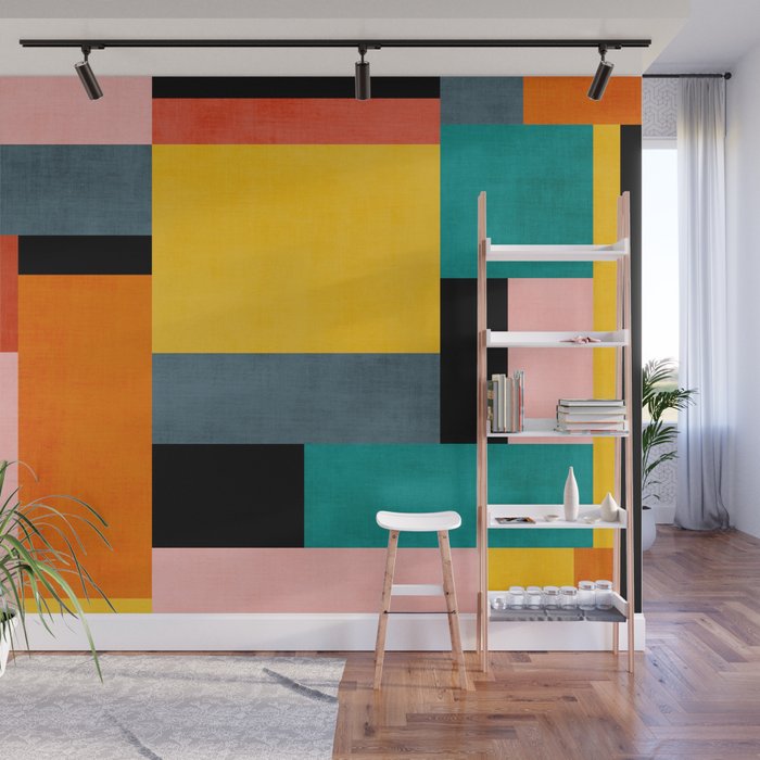 Modern Colorful Patchwork Vibrant MCM ART Wall Mural Gallery Image 1