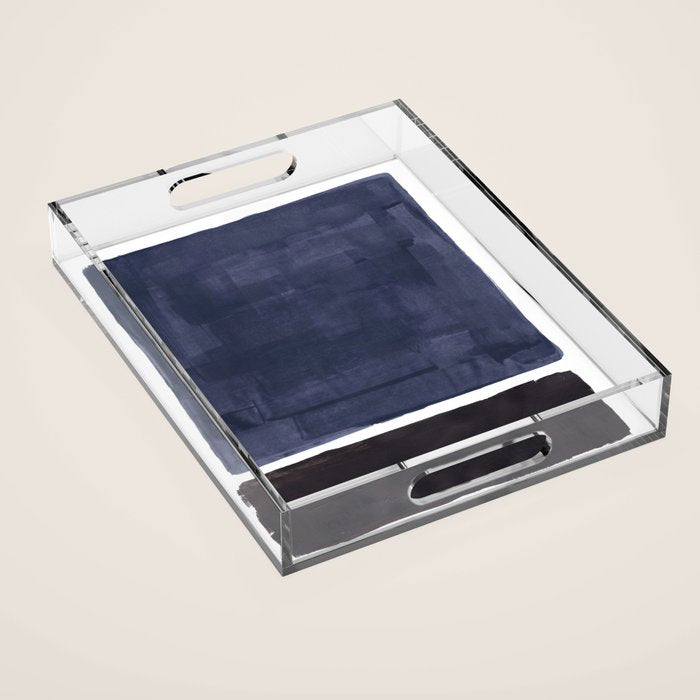 Navy Black Rothko Fun Colorful Mid Century Modern Abstract Painting Shapes Pattern Acrylic Tray Gallery Image 1