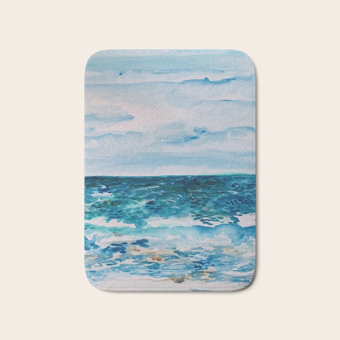 Cabo Beach Mexico Watercolor #1 Bath Mat Gallery Image 1
