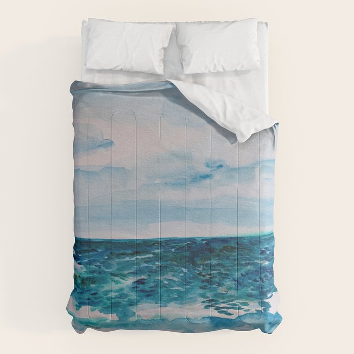 Cabo Beach Mexico Watercolor #1 Comforter Gallery Image 6