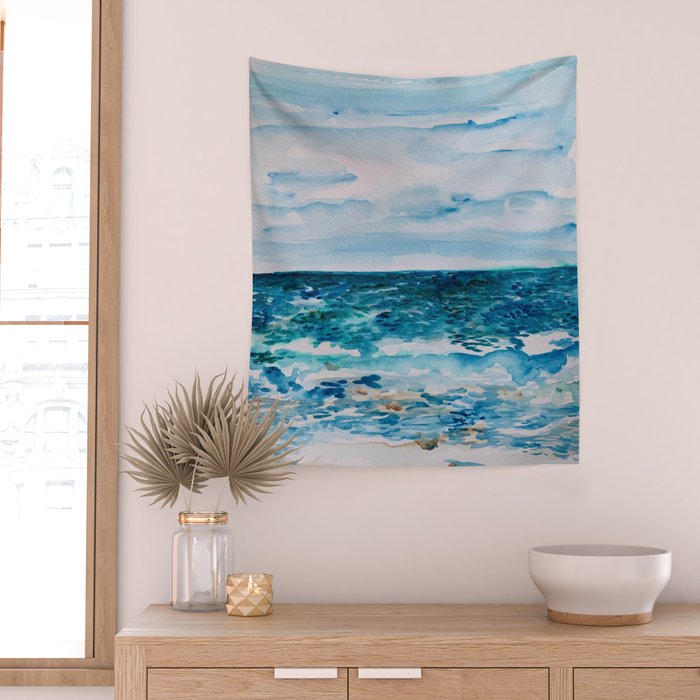 Cabo Beach Mexico Watercolor #1 Wall Tapestry Gallery Image 2