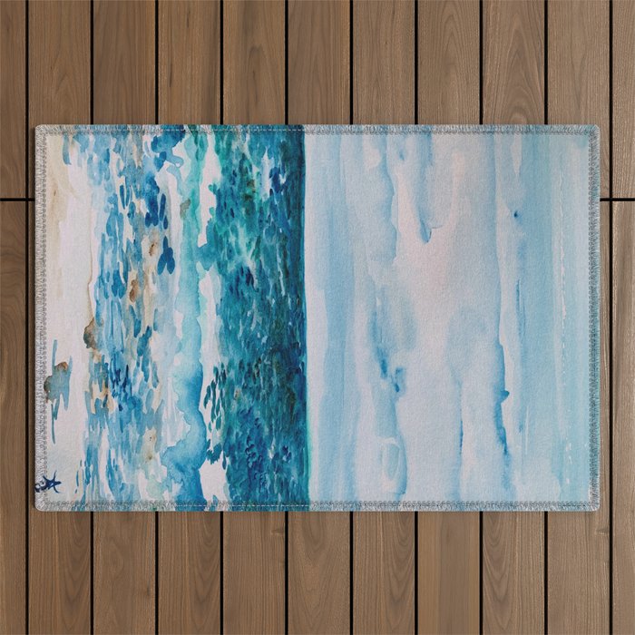 Cabo Beach Mexico Watercolor #1 Outdoor Rug Gallery Image 1