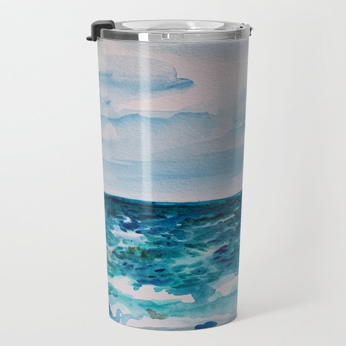 Cabo Beach Mexico Watercolor #1 Travel Mug Gallery Image 3