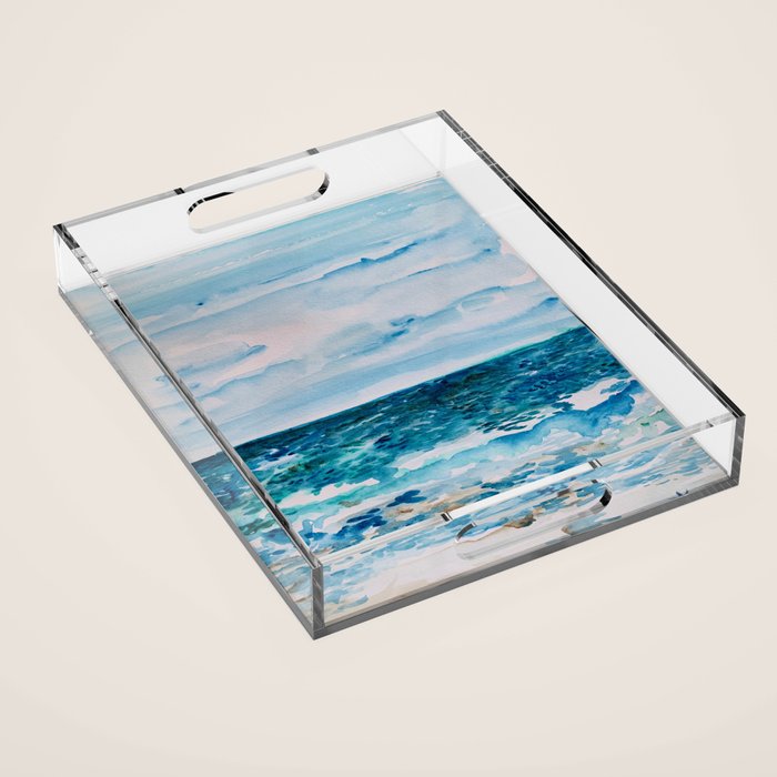 Cabo Beach Mexico Watercolor #1 Acrylic Tray Gallery Image 1
