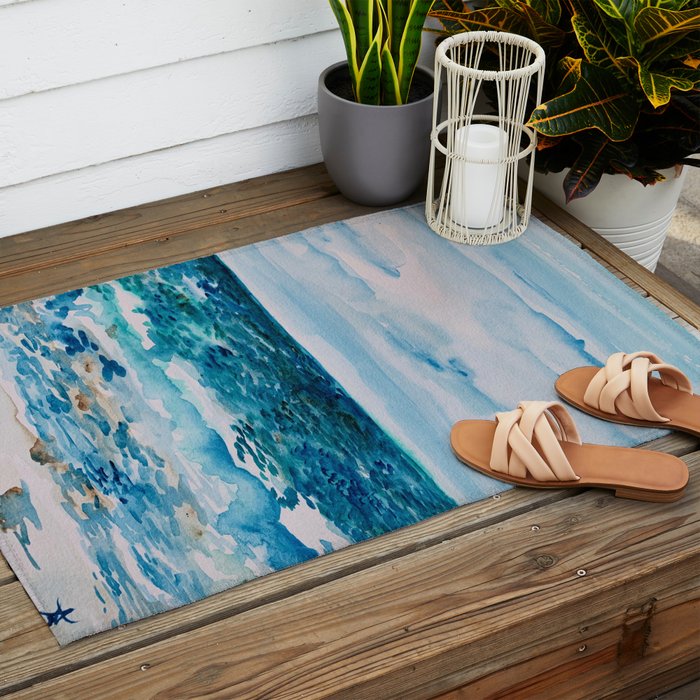 Cabo Beach Mexico Watercolor #1 Outdoor Rug Gallery Image 2
