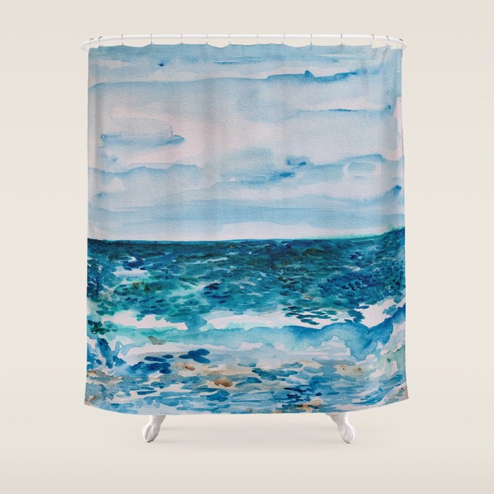 Cabo Beach Mexico Watercolor #1 Shower Curtain Gallery Image 1
