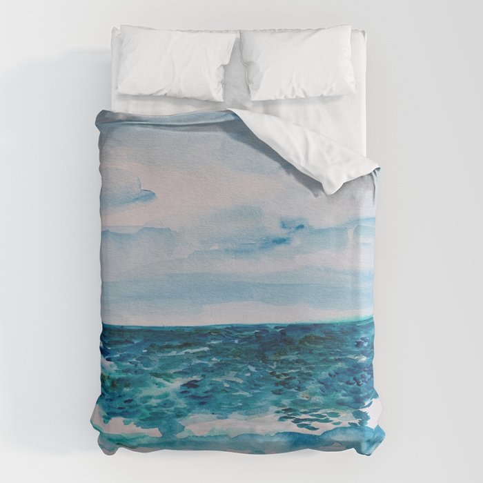Cabo Beach Mexico Watercolor #1 Duvet Cover Gallery Image 1