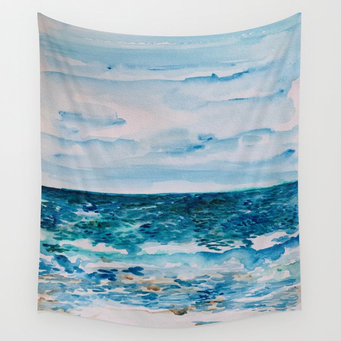 Cabo Beach Mexico Watercolor #1 Wall Tapestry Gallery Image 4